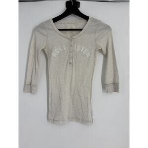 Y2K Hollister Embroidered Henley Top Women’s Size Small Casual Bella Swan 1157